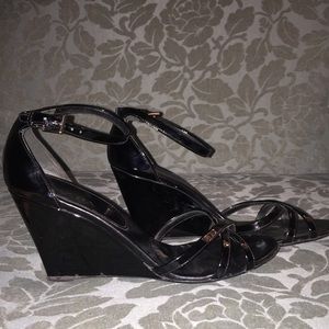 Prada patent leather wedges